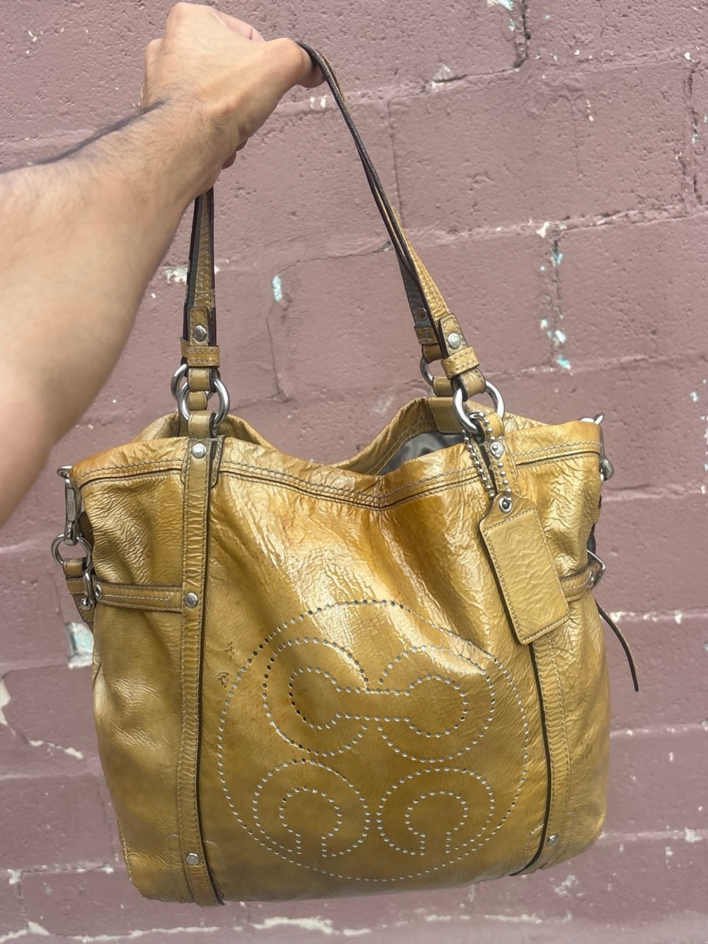 yellow patent leather Coach Audrey Andie - Picture 2 of 6